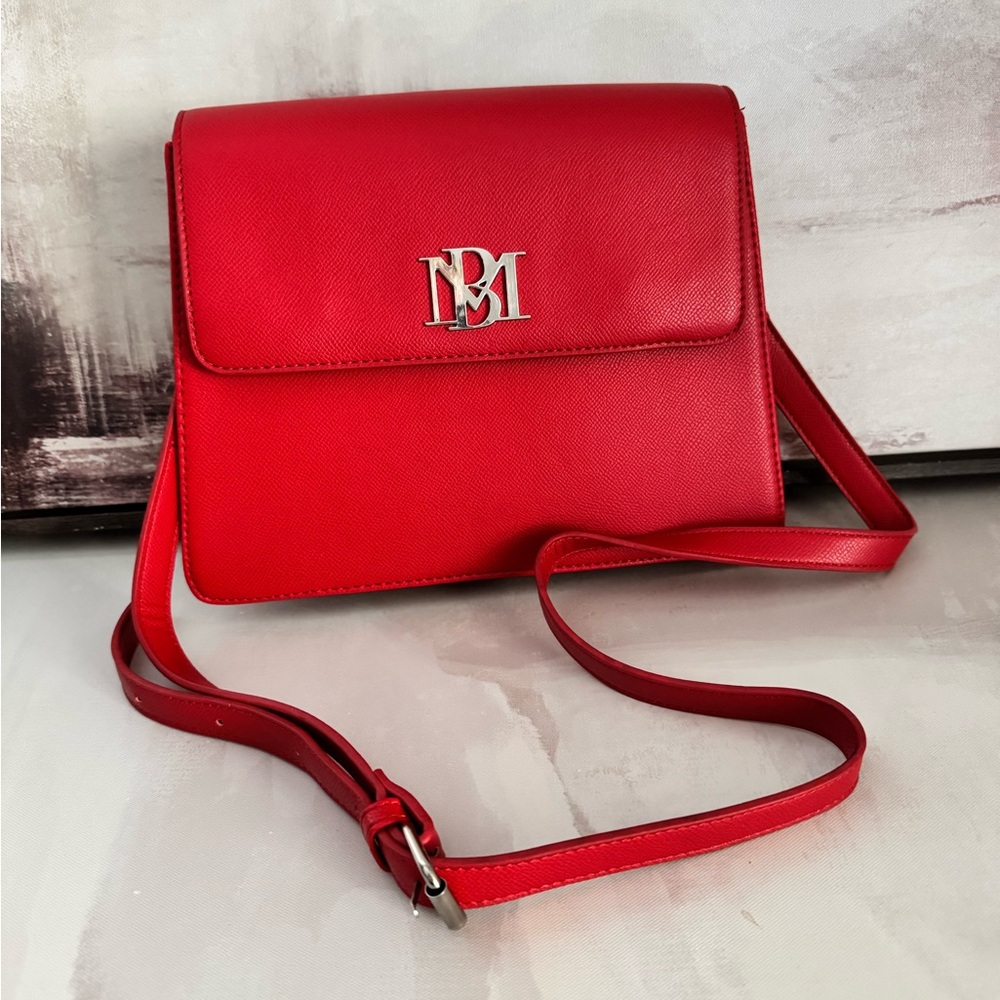 Badgley Mishka Red Faux Leather 3-Way Bag with Silver Logo, Great Shape, NWOT
